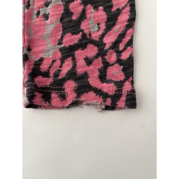 ATM Anthony Thomas Melillo Top Women S/P Pink Black Animal Print Distressed Hem - Picture 10 of 13